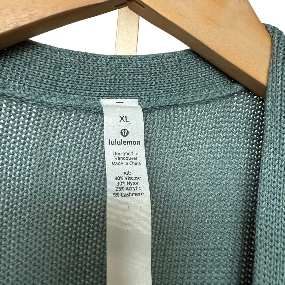 Lululemon Women's XL Sincerely Yours Green Wrap Sweater Long Sleeve Casual Knit - Picture 6 of 11